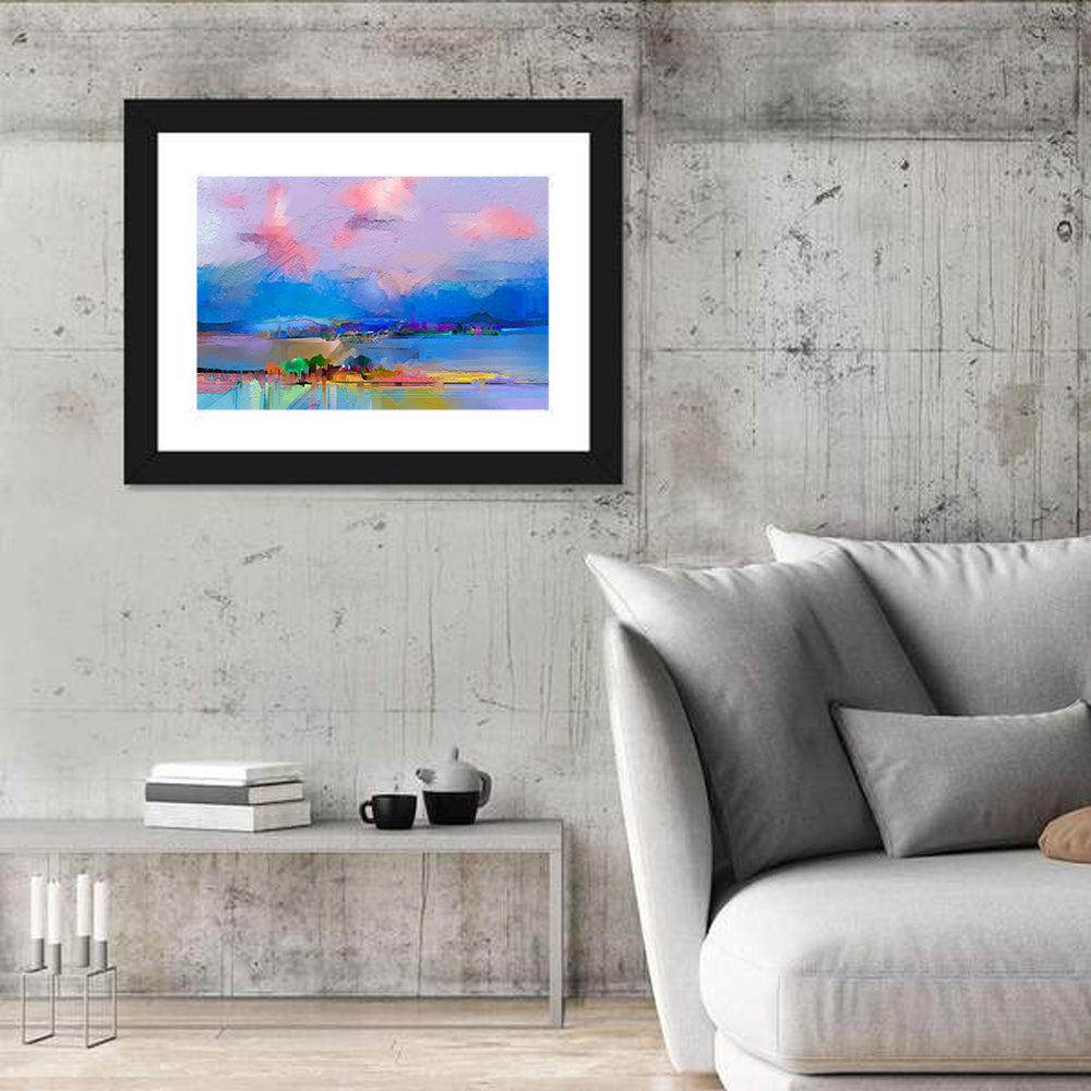Semi Abstract Meadow at Dusk Wall Art in a room, landscape