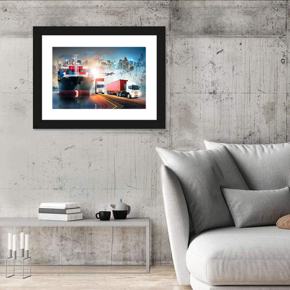 Global Logistics Nightscape Wall Art
