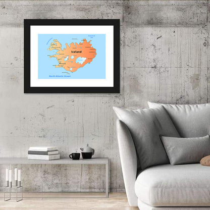 Iceland Map Illustration Wall Art