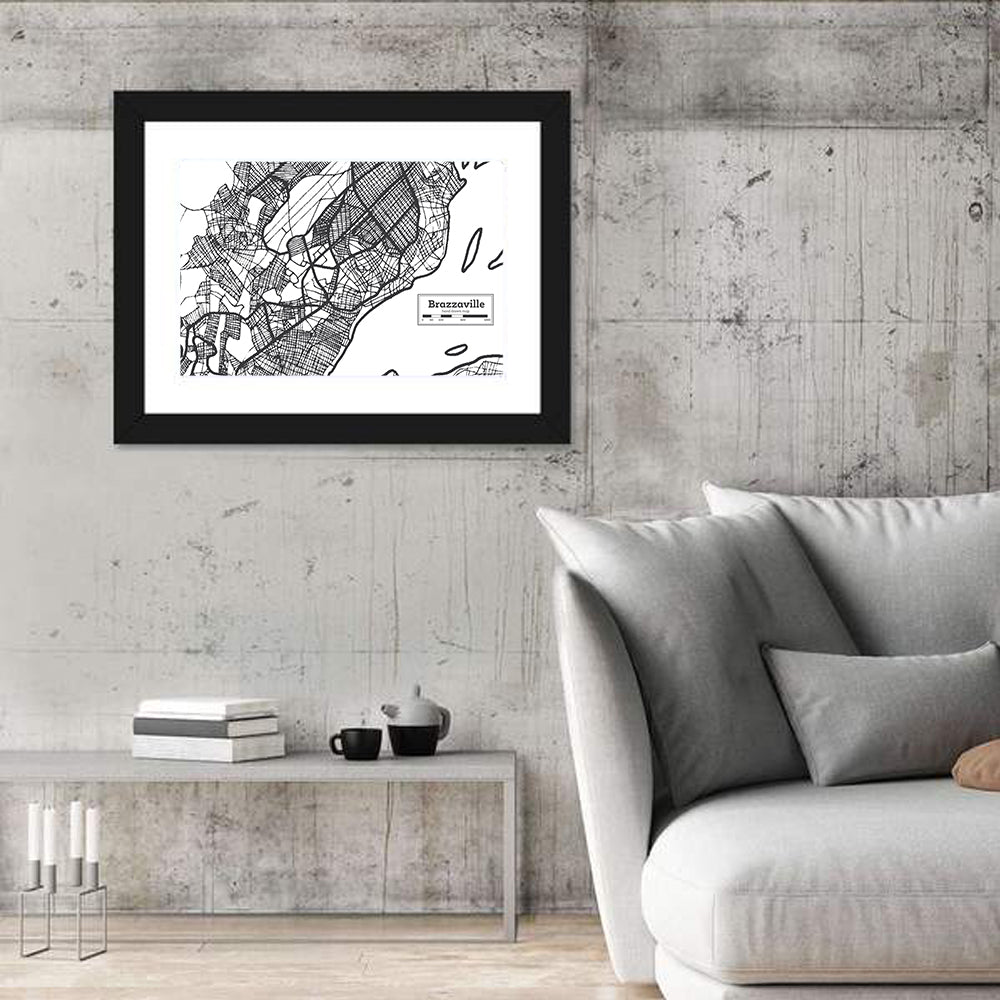 Brazzaville Hand-drawn Map Wall Art