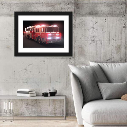 Fire Rescue Truck at Night Wall Art