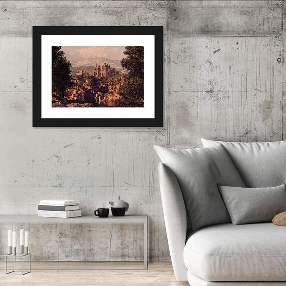 Medieval Castle at Golden Hour Wall Art in a room, landscape