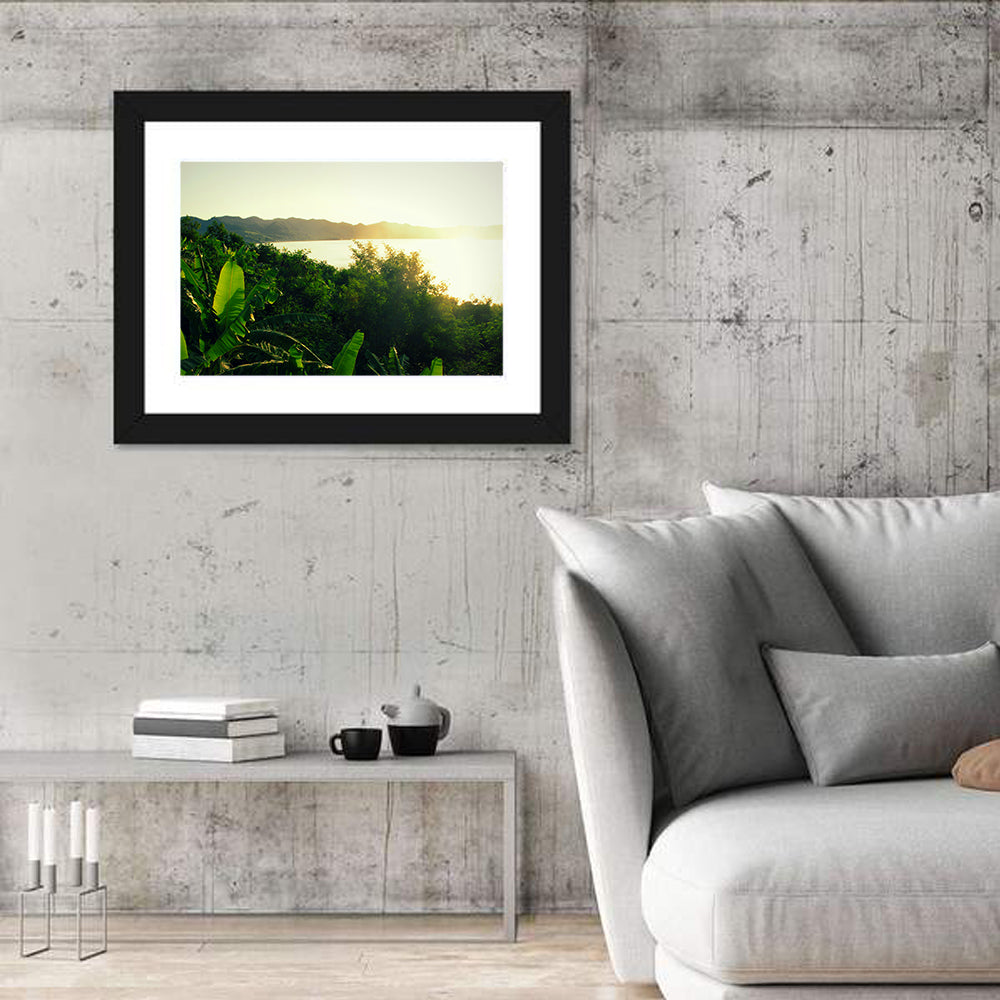 Sunrise Over Lake Bosumtwi Wall Art in a room, landscape