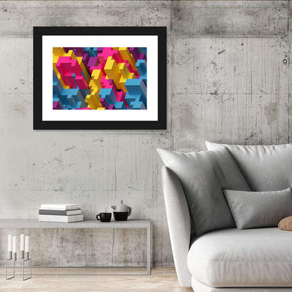 Isometric Voxel Cluster Wall Art
