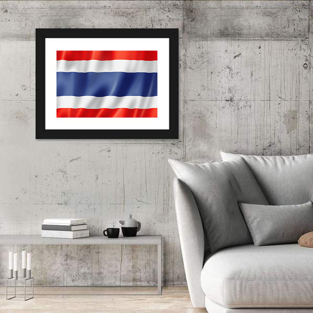 Thai Flag with Waving Stripes Wall Art in a room, landscape