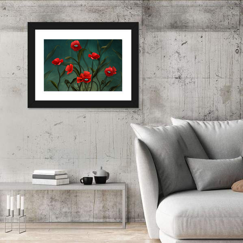 Surreal Poppies with Eyes Wall Art