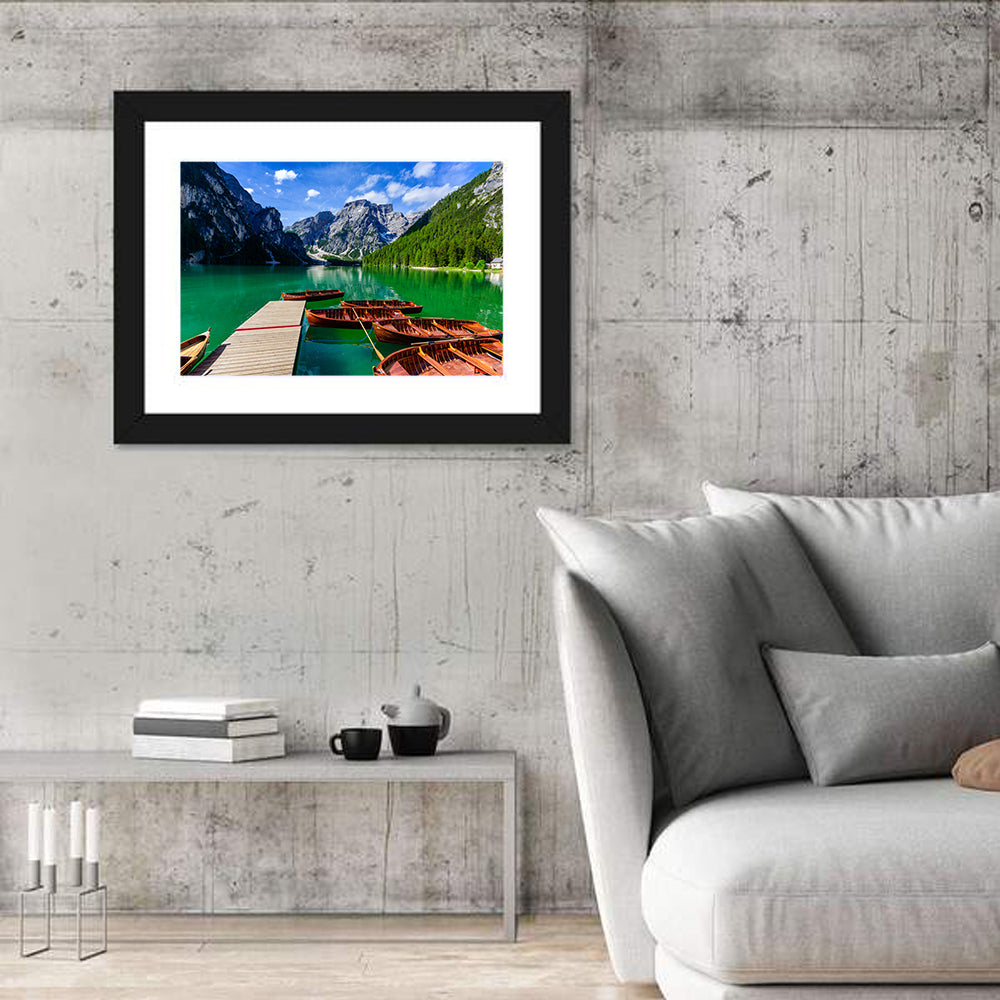 Lago Di Braies, Dolomites Wall Art in a room, landscape
