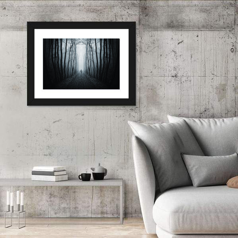 Strange Foggy Forest Path Wall Art