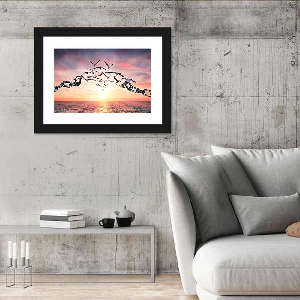 Breaking Chains at Sunset Wall Art in a room, landscape