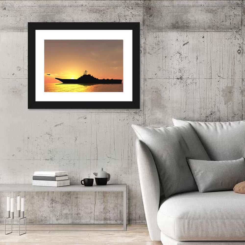 Aircraft Carrier at Sunset Wall Art
