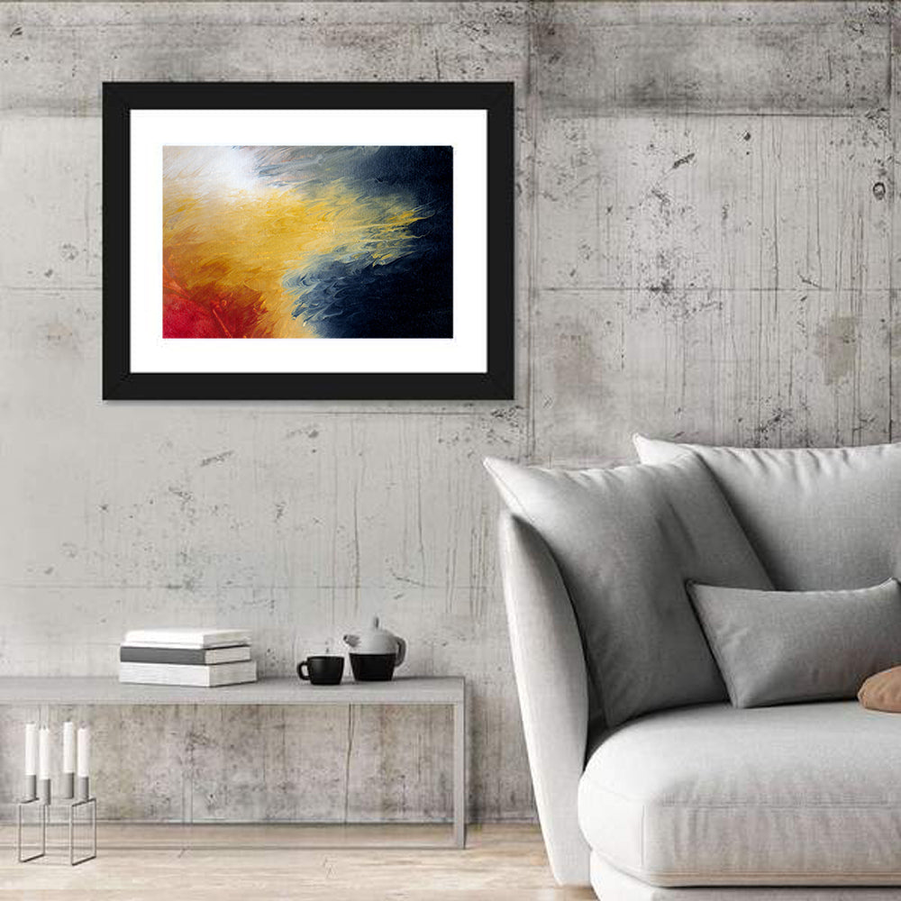 Solar Flare Oil Abstract Wall Art in a room, landscape