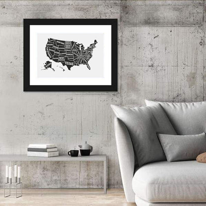 United States Map Silhouette Wall Art