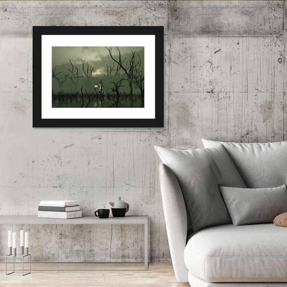Will O the Wisp in Misty Swamp Wall Art
