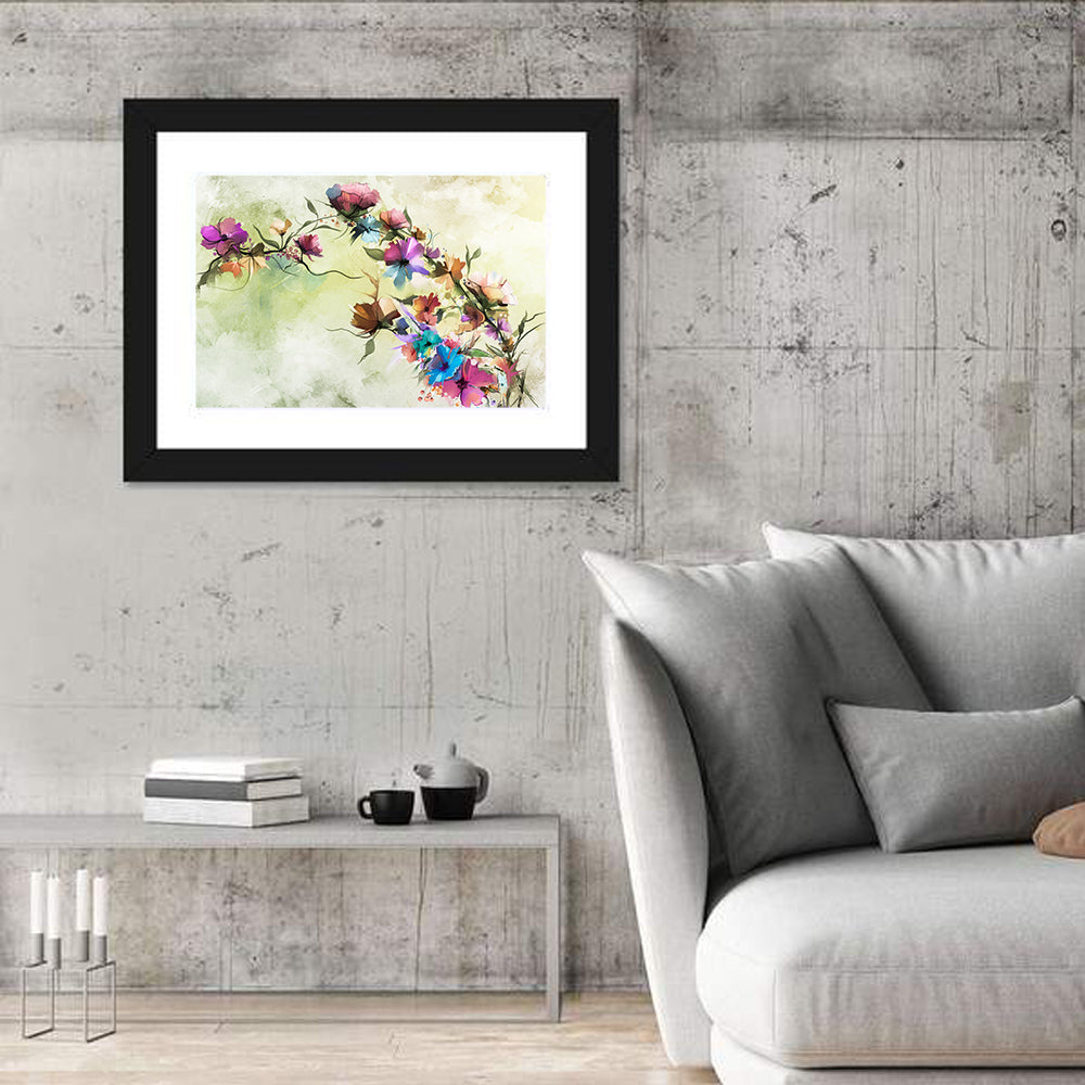 Abstract Floral Branches in Oil Wall Art in a room, landscape