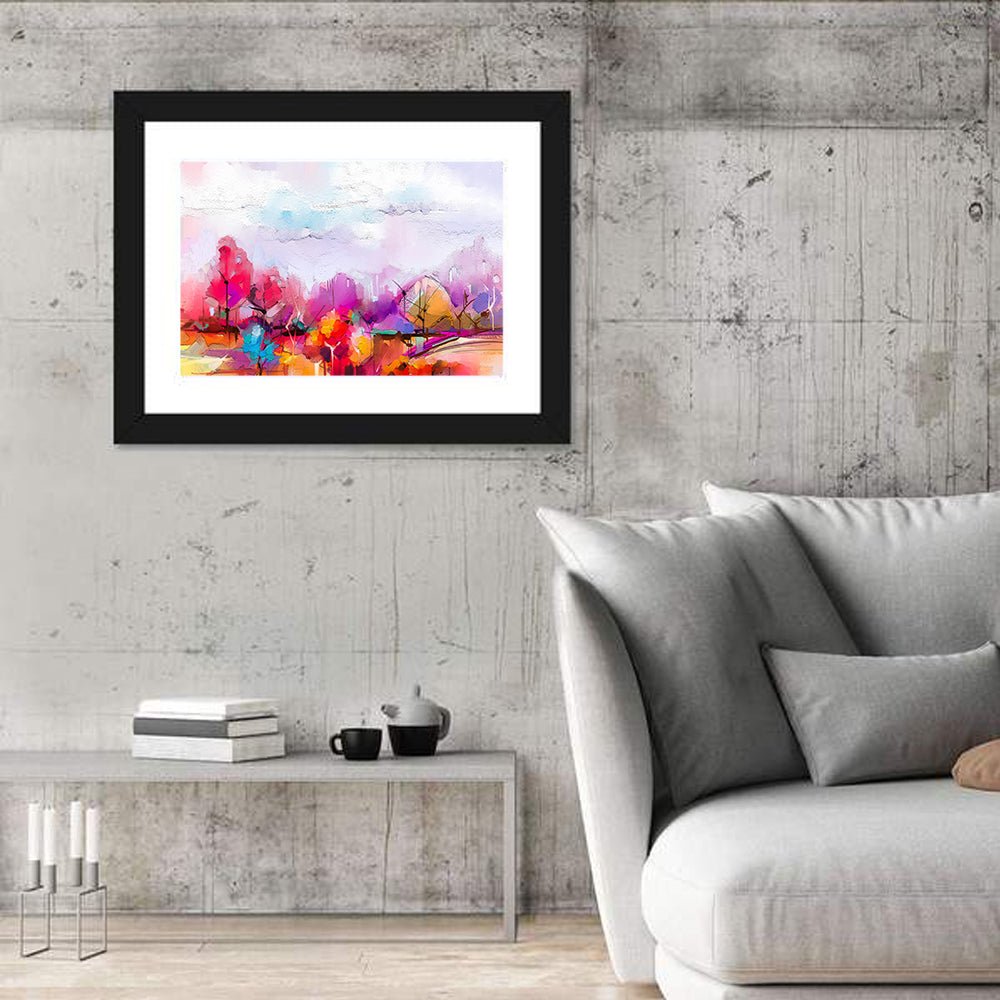 Impasto Meadow Landscape Wall Art in a room, landscape