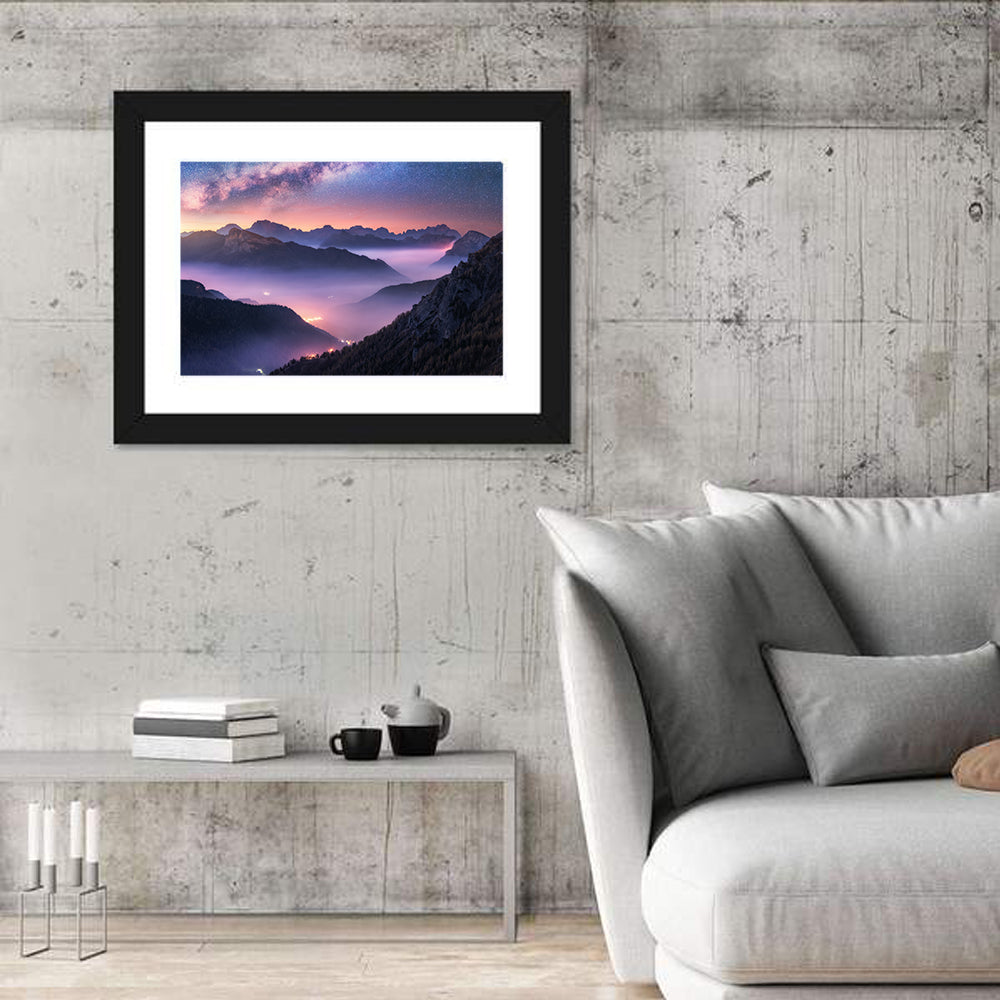 Misty Italian Mountains Under the Milky Way Wall Art