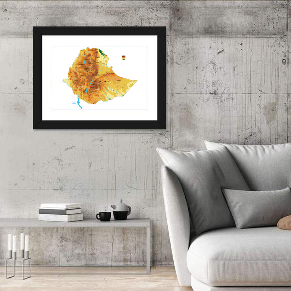 Ethiopia Topographic Map Wall Art