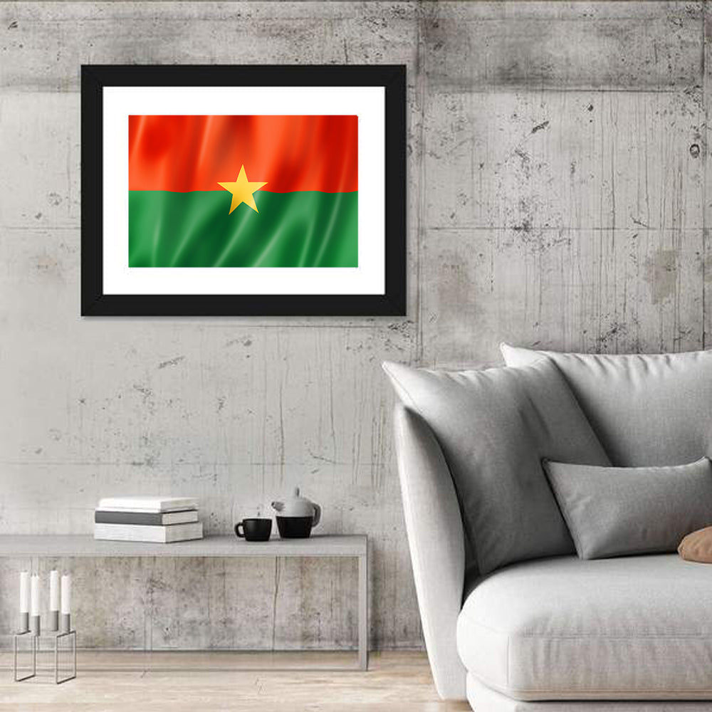 Burkina Faso Flag with Wavy Texture Wall Art