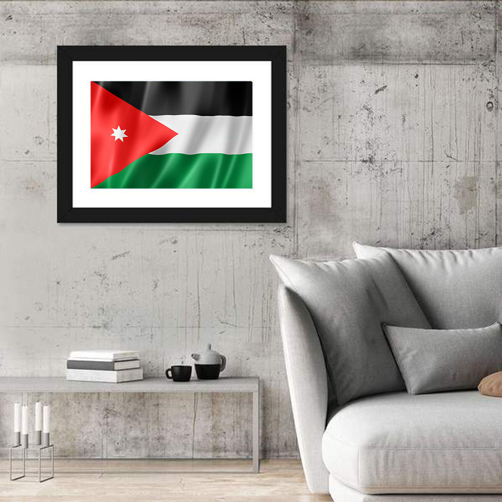 Jordan Flag with White Seven-pointed Star Wall Art