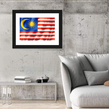 Malaysian Flag with Crescent and 14 Point Star Wall Art