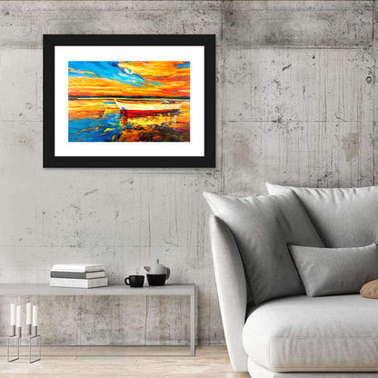 Boats at Golden Sunset Wall Art