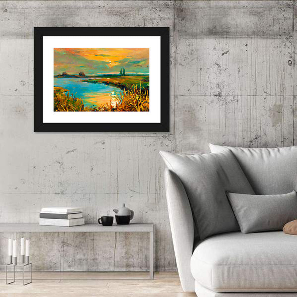 Rural Lake at Sunset Wall Art