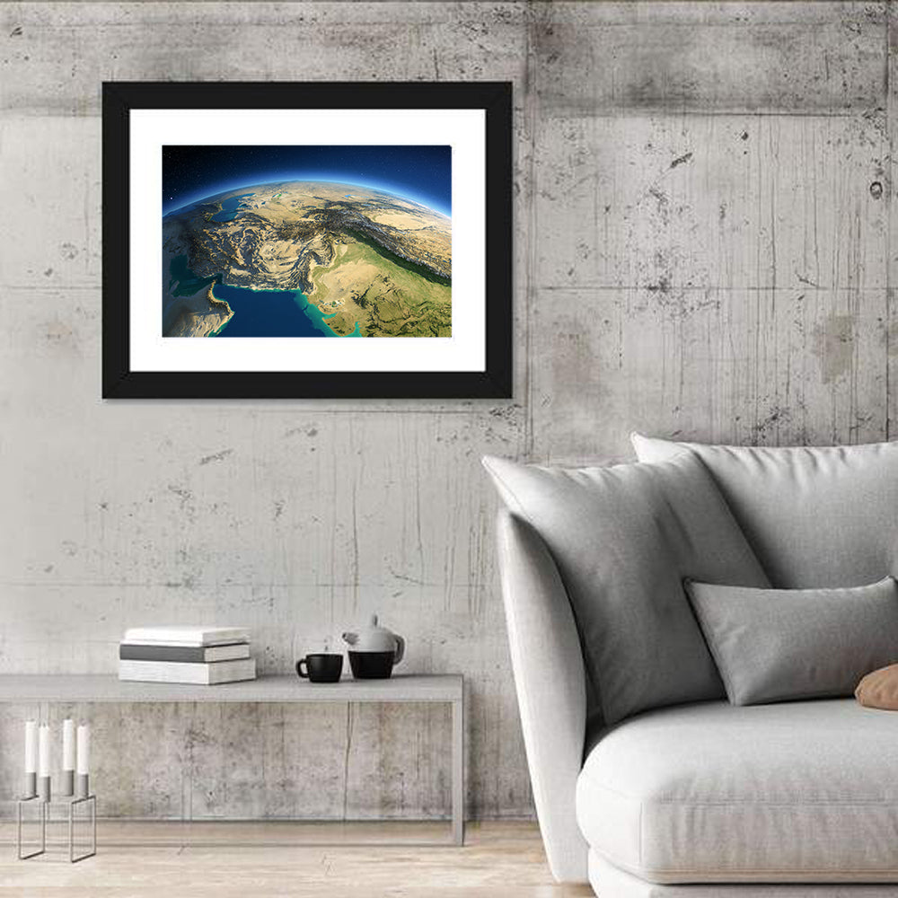 South Asia Topographic Map Wall Art