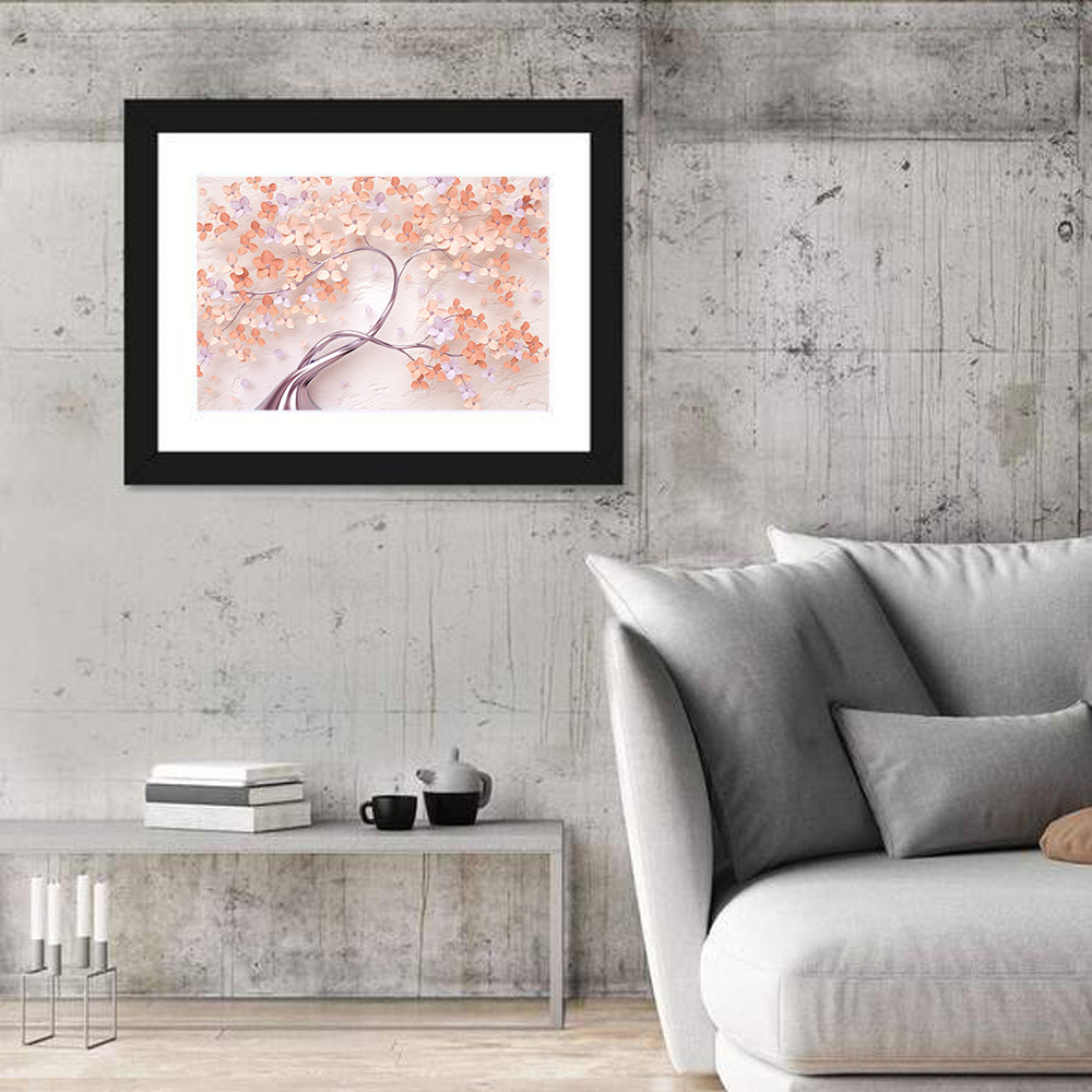 Vintage Silver Branch Blossom Wall Art in a room, landscape