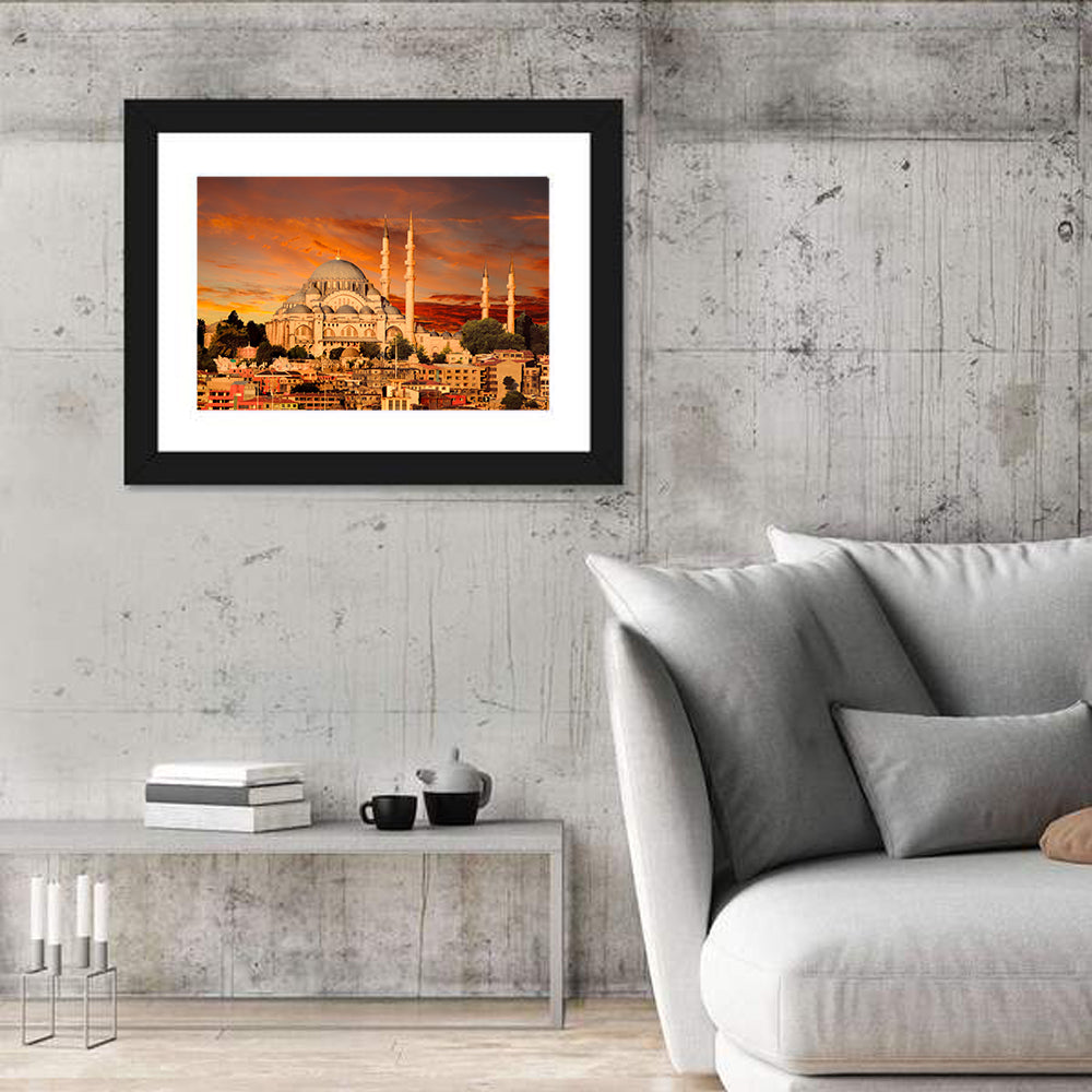 Suleymaniye Mosque at Dusk Wall Art in a room, landscape