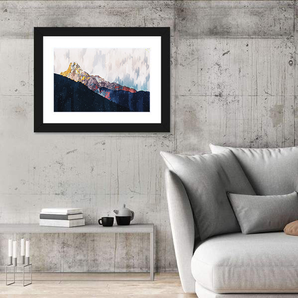 Textured Mountain Peaks Wall Art in a room, landscape
