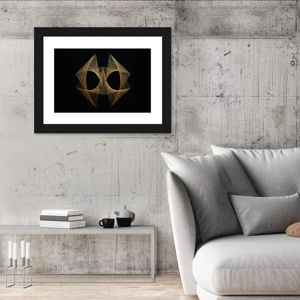 Antique Gold String Geometry Wall Art in a room, landscape