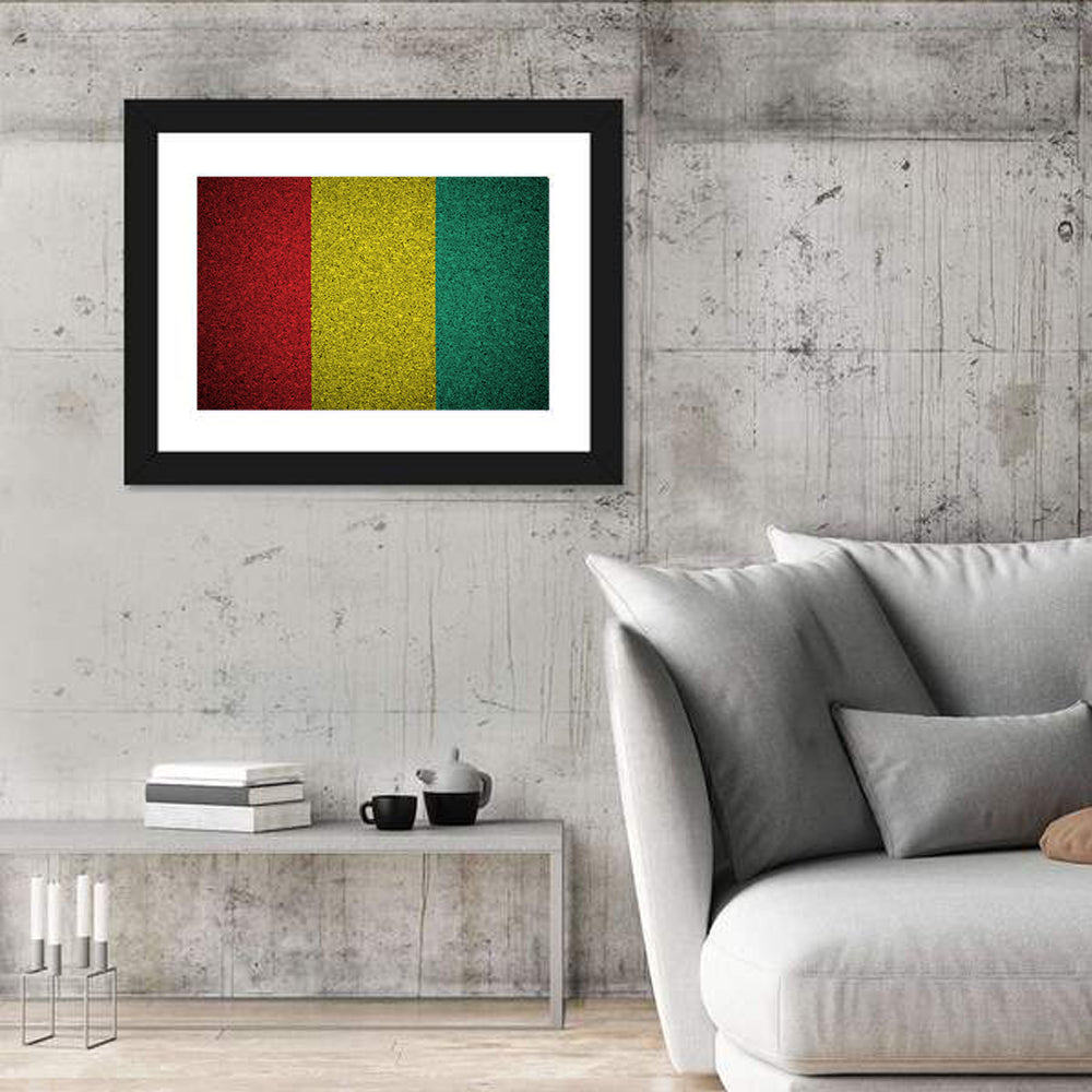 Textured Guinean Flag Wall Art in a room, landscape