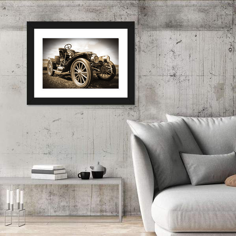 Sepia Vintage Roadster Side Profile Wall Art