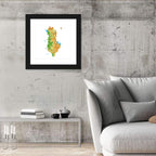 Albania Terrain Map Wall Art