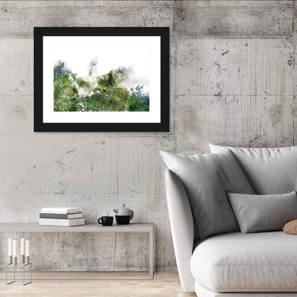 Wildflower Meadow Watercolor Wall Art in a room, landscape