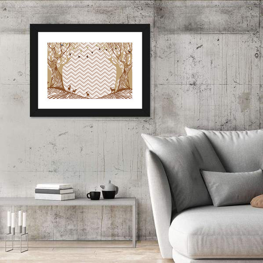 Marble Forest Silhouette Wall Art in a room, landscape