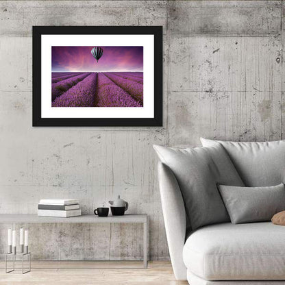 Hot Air Balloon Over Lavender Field Wall Art
