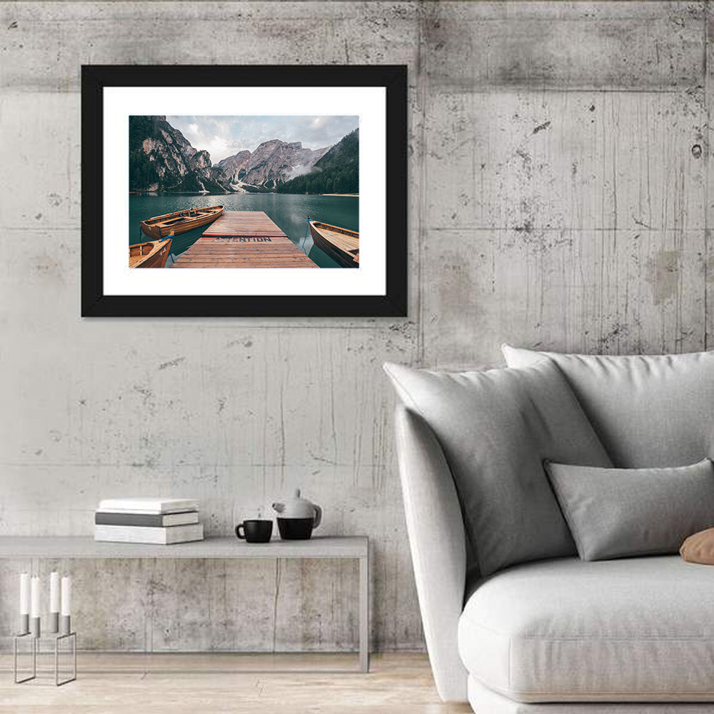 Lago Di Braies Dock, Dolomites Wall Art