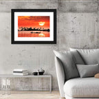 Boat and Fisherman Silhouette Wall Art
