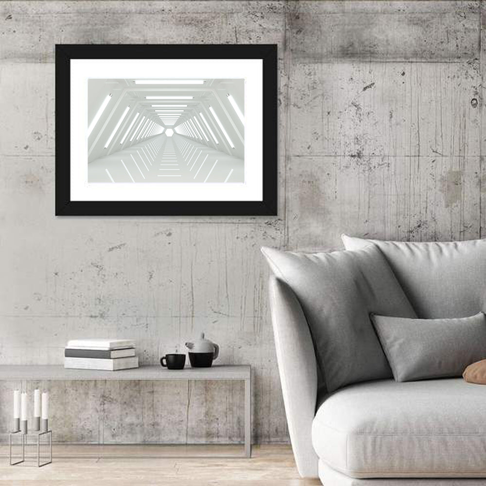 White Tunnel Wall Art in a room, landscape