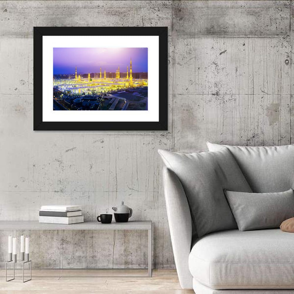 Al-masjid An-nabawi at Dusk Wall Art in a room, landscape