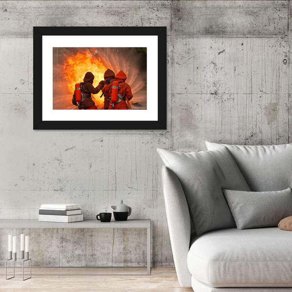 Three Firefighters Training Drill Wall Art