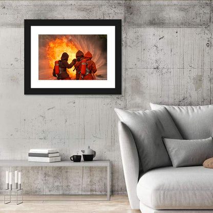 Three Firefighters Training Drill Wall Art