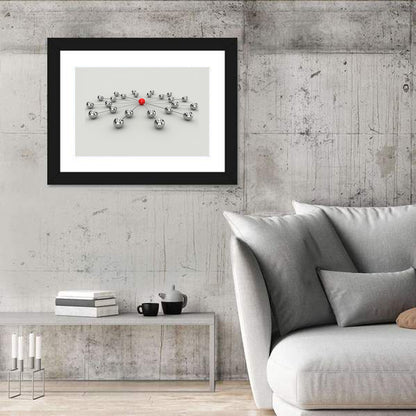 Radial Network with Red Hub Wall Art