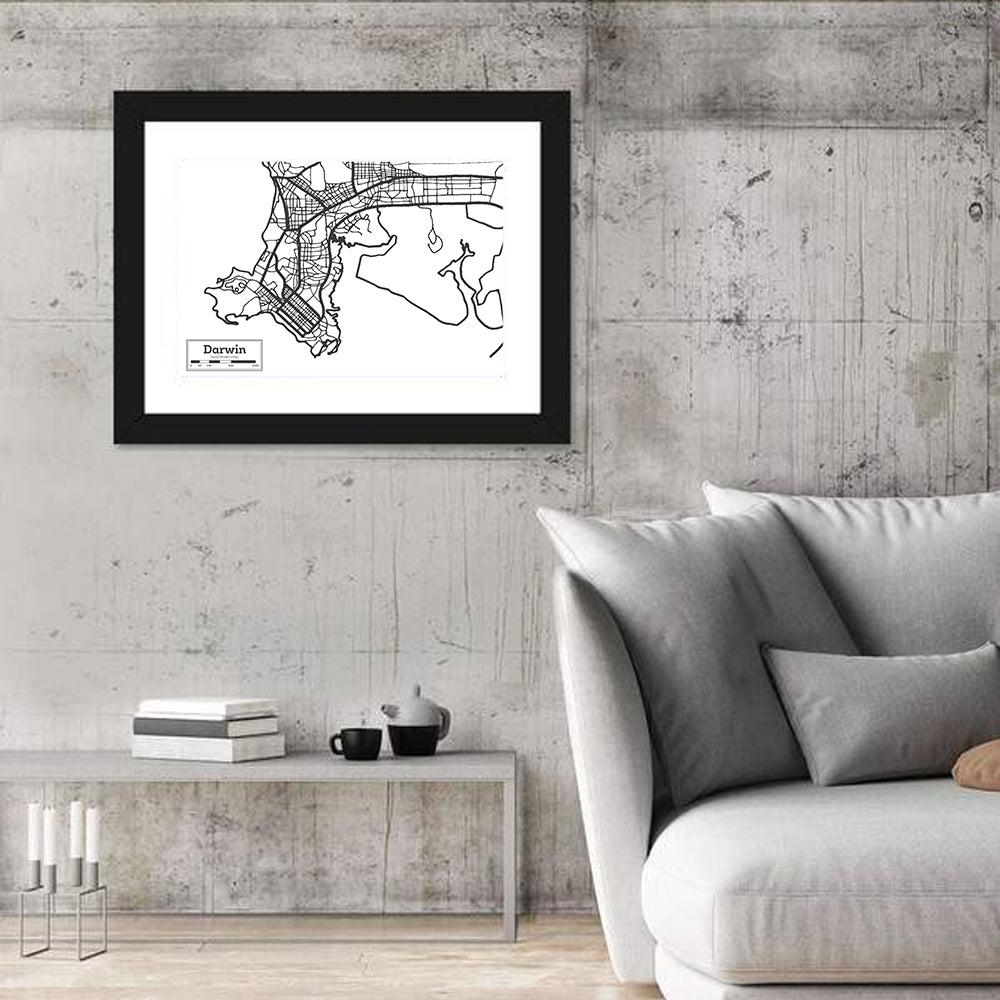 Darwin Minimalist City Map Wall Art