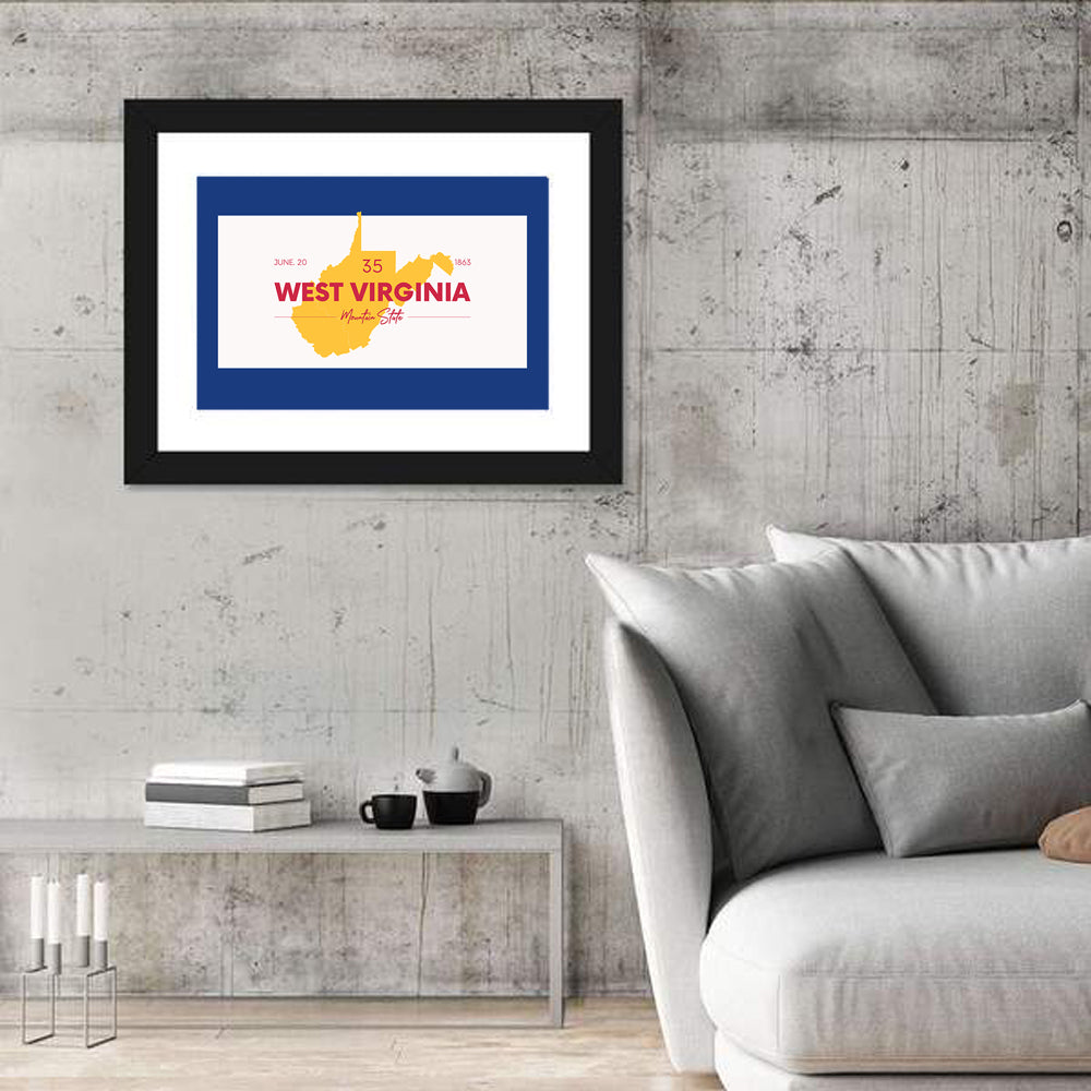 Golden West Virginia Map Wall Art in a room, landscape