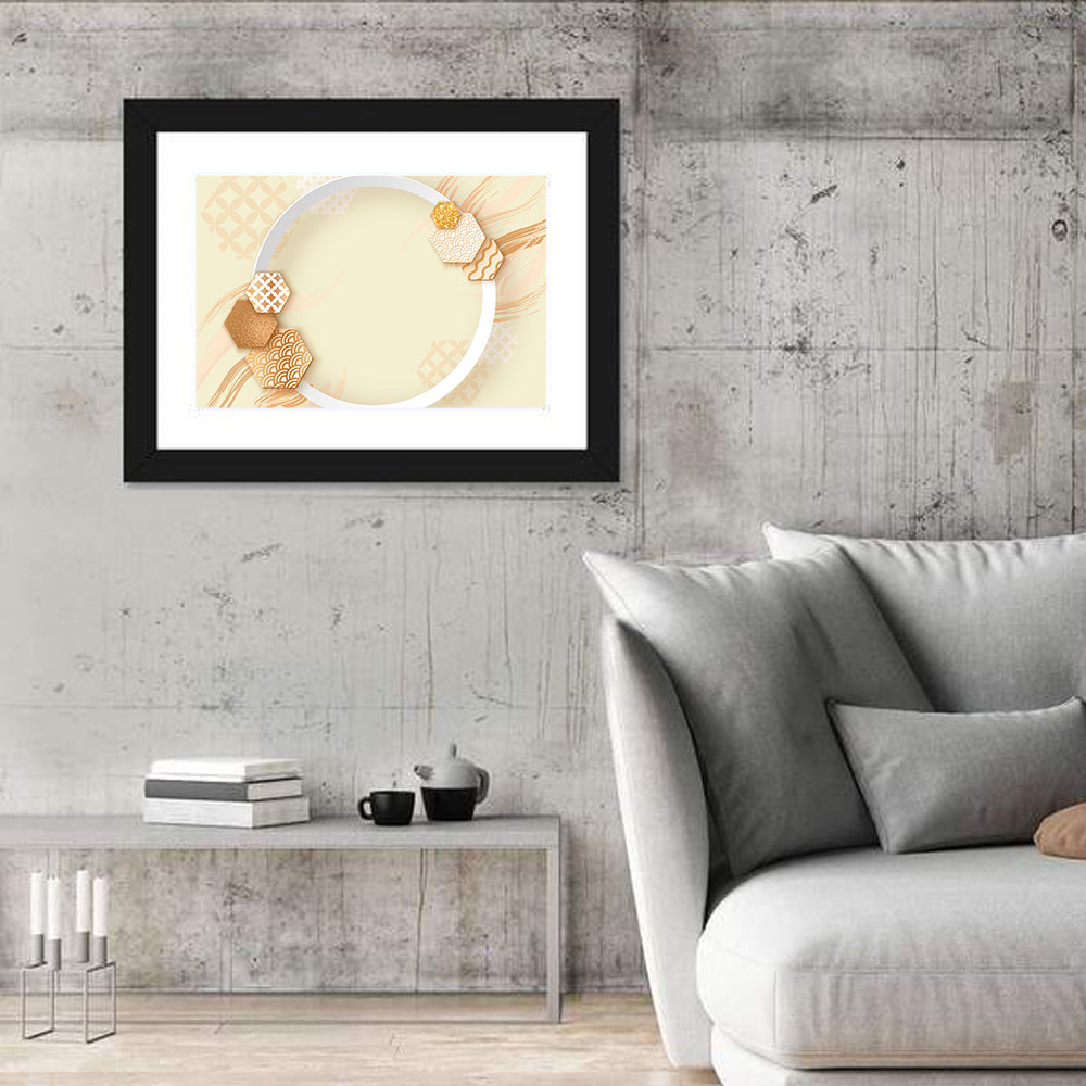 Cream and Gold Geometric Circle Wall Art