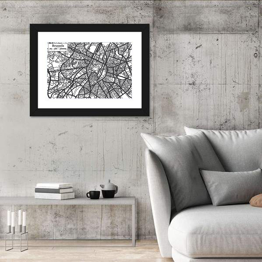 Brussels Hand Drawn City Map Wall Art