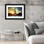 Eiffel Tower Sunset Reflection Wall Art