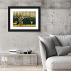 Golden Jungle Deer Scene Wall Art
